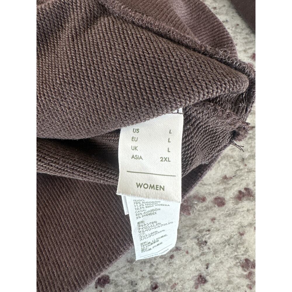 Lilysilk Heirloom '89 Half-zip Espresso Cotton Mulberry Silk Blend Pullover Sz L - Picture 4 of 12